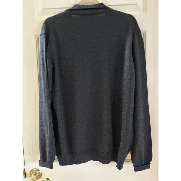 Black And Brown Brand Collared Sweater Mens XL 100% Merino Wool Dark Gray - Picture 2 of 6